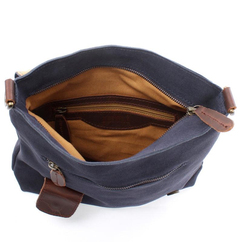 Leconi Umhängetasche Damentasche Wildleder Leder Indigo Blau LE3027