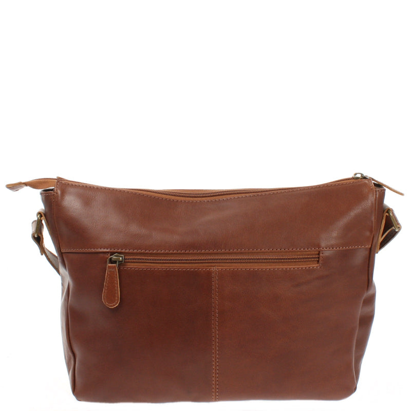 Leconi Umhängetasche Ledertasche Damen Herren Schultertasche Leder Braun LE0067