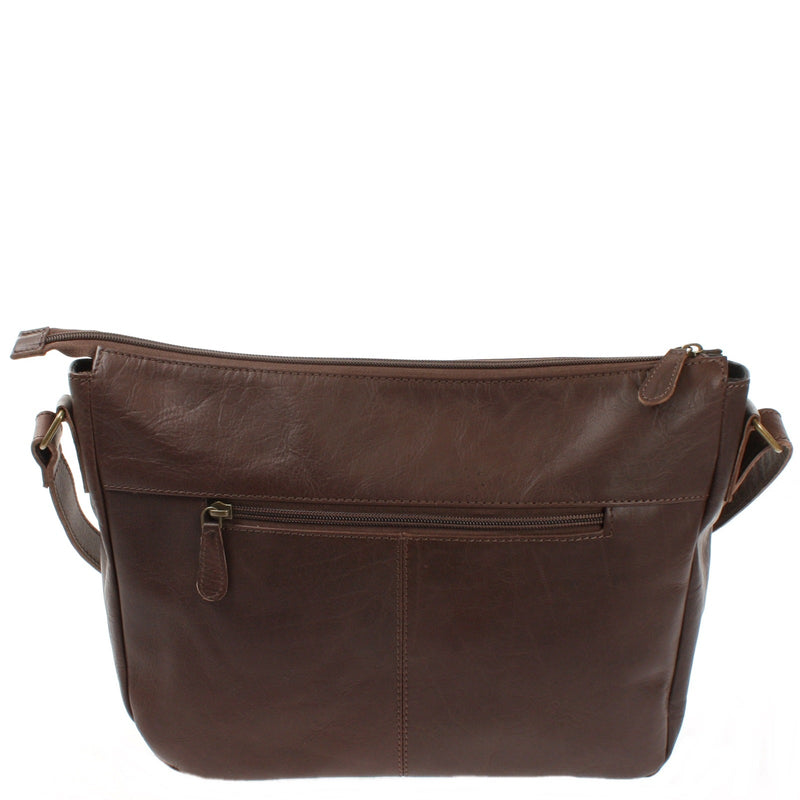 Leconi Umhängetasche Ledertasche Damen Herren Schultertasche Leder Dunkelbraun LE0067