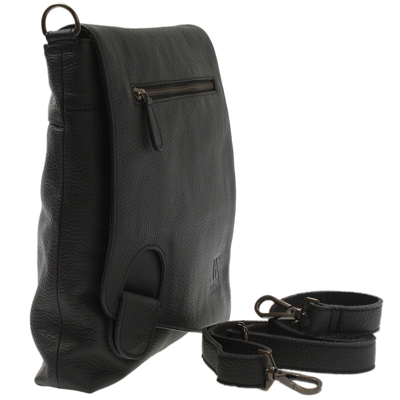 Leconi Umhängetasche Ledertasche Damen Schultertasche Leder Schwarz LE3073