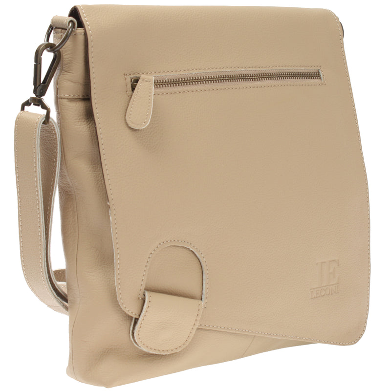 Leconi Umhängetasche Ledertasche Damen Schultertasche Leder Sand LE3073