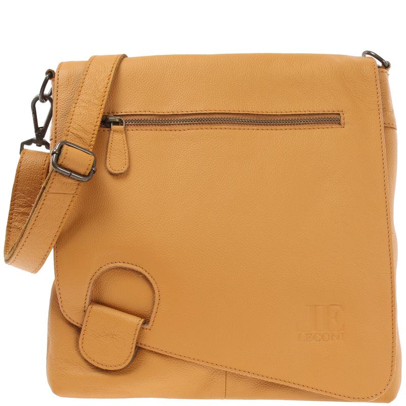 Leconi Umhängetasche Ledertasche Damen Schultertasche Leder senf LE3073