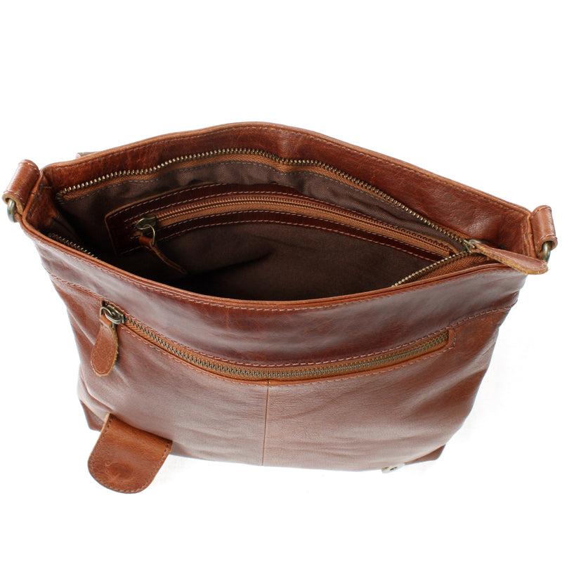 Leconi Umhängetasche Ledertasche Damen Schultertasche Leder Braun LE3073