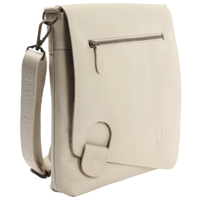 Leconi Umhängetasche Ledertasche Damen Schultertasche Leder Beige LE3073