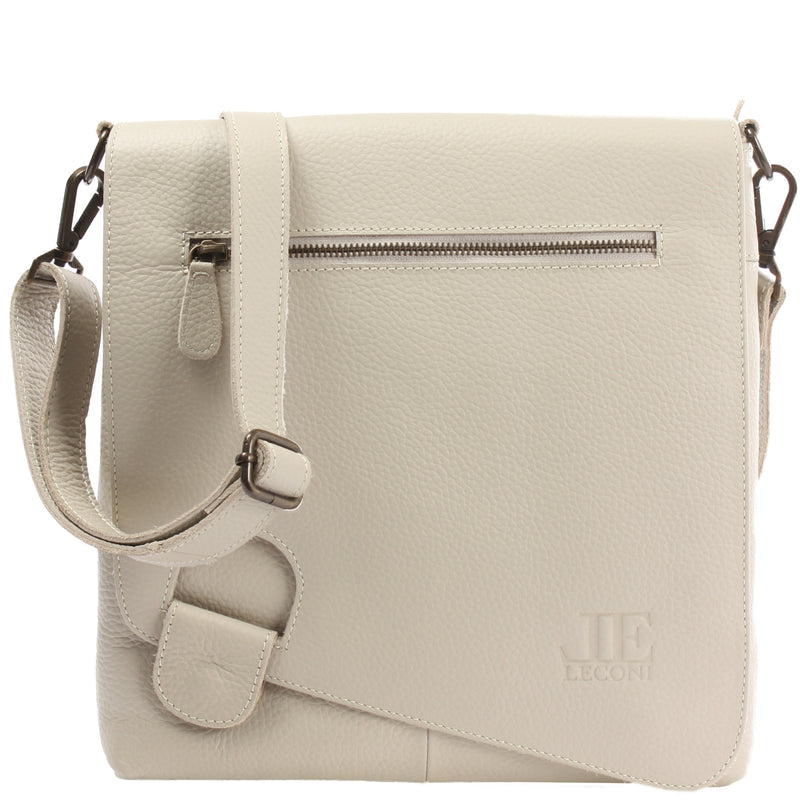 Leconi Umhängetasche Ledertasche Damen Schultertasche Leder beige LE3073