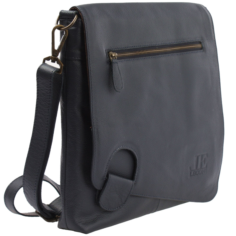 Leconi Umhängetasche Ledertasche Damen Schultertasche Leder Navy LE3073