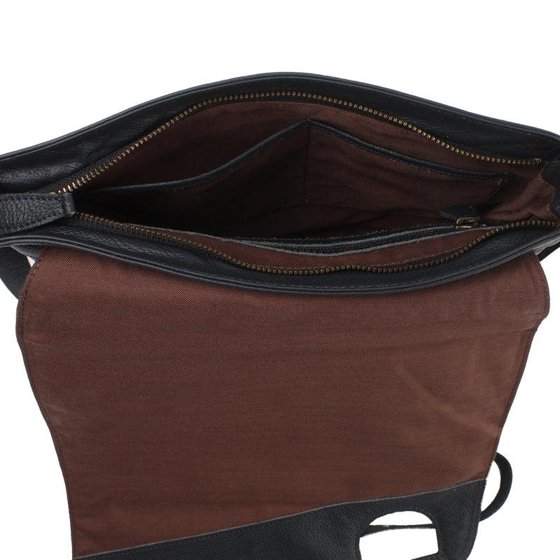 Leconi Umhängetasche Ledertasche Damen Schultertasche Leder Navy LE3073