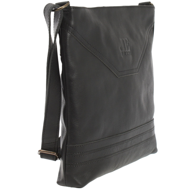 Leconi Umhängetasche Ledertasche Damen Schultertasche Leder Schwarz LE0066