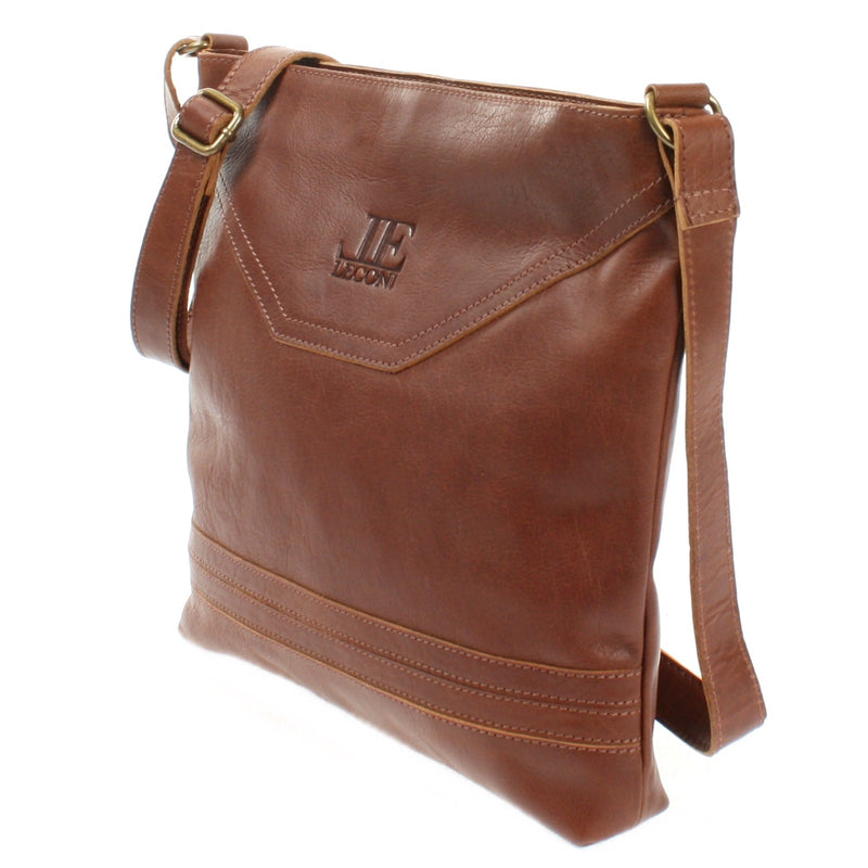 Leconi Umhängetasche Ledertasche Damen Schultertasche Leder Braun LE0066