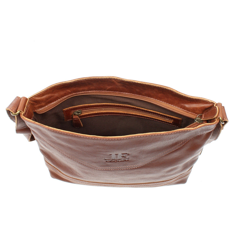 Leconi Umhängetasche Ledertasche Damen Schultertasche Leder Braun LE0066