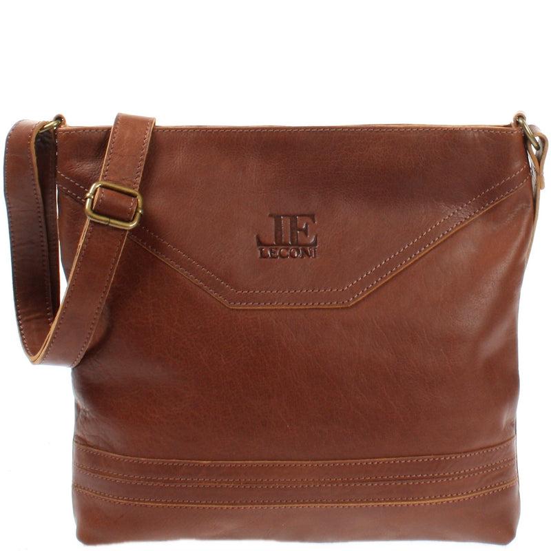 Leconi Umhängetasche Ledertasche Damen Schultertasche Leder braun LE0066