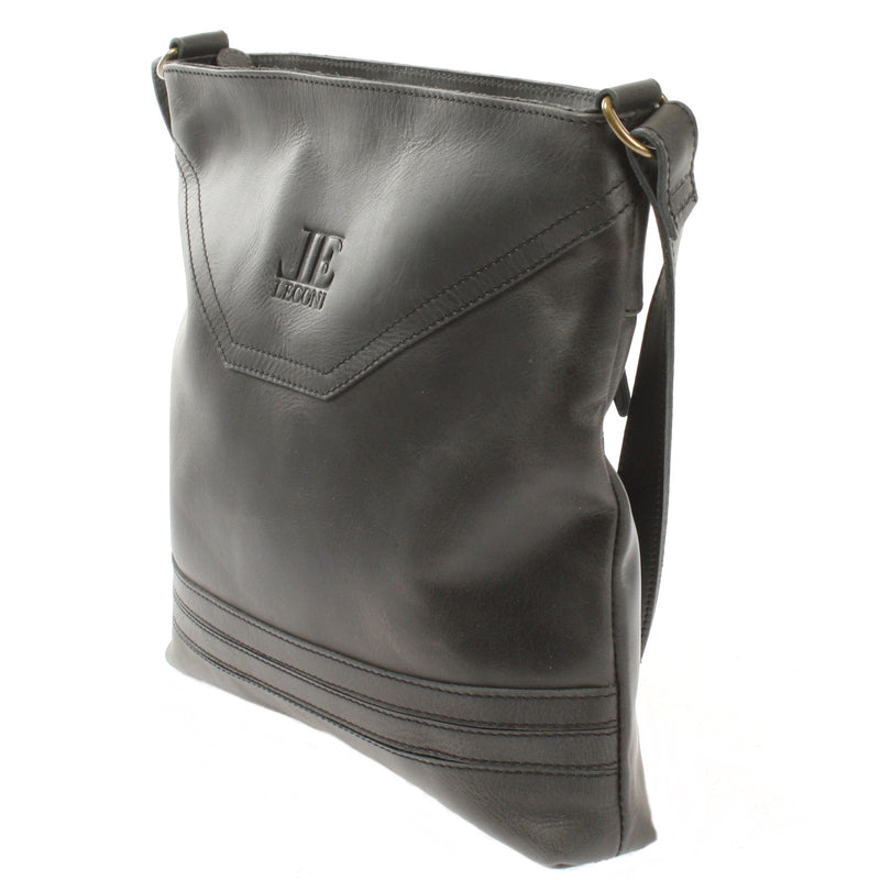 Leconi Umhängetasche Ledertasche Damen Schultertasche Leder Dunkelgrau LE0066