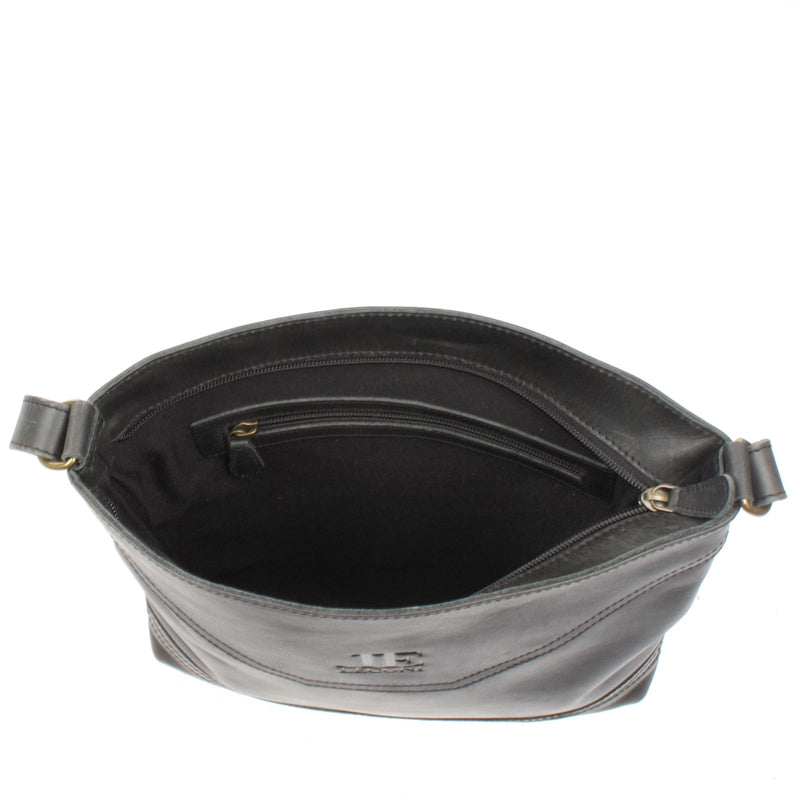 Leconi Umhängetasche Ledertasche Damen Schultertasche Leder Dunkelgrau LE0066