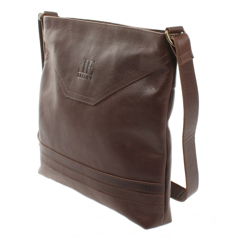 Leconi Umhängetasche Ledertasche Damen Schultertasche Leder Dunkelbraun LE0066