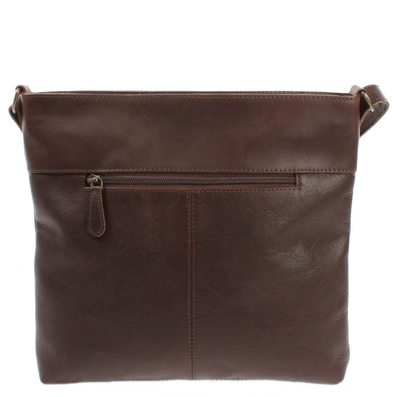 Leconi Umhängetasche Ledertasche Damen Schultertasche Leder Dunkelbraun LE0066