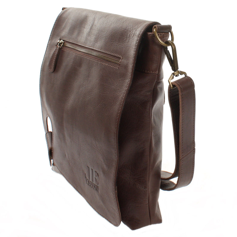 Leconi Umhängetasche Ledertasche Damen Schultertasche Leder Dunkelbraun LE3073