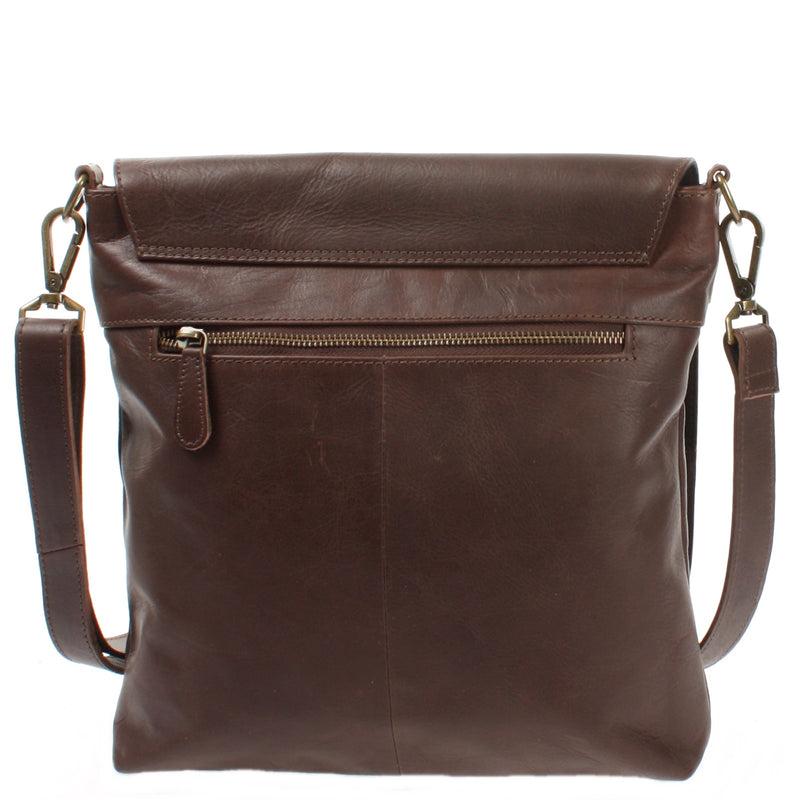 Leconi Umhängetasche Ledertasche Damen Schultertasche Leder Dunkelbraun LE3073