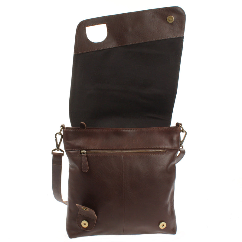 Leconi Umhängetasche Ledertasche Damen Schultertasche Leder Dunkelbraun LE3073