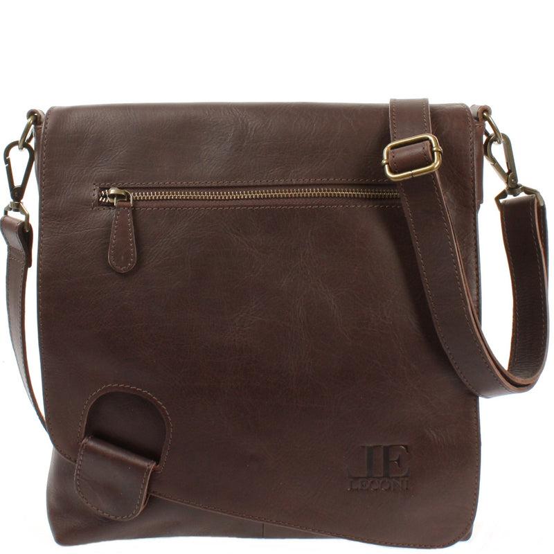 Leconi Umhängetasche Ledertasche Damen Schultertasche Leder dunkelbraun LE3073