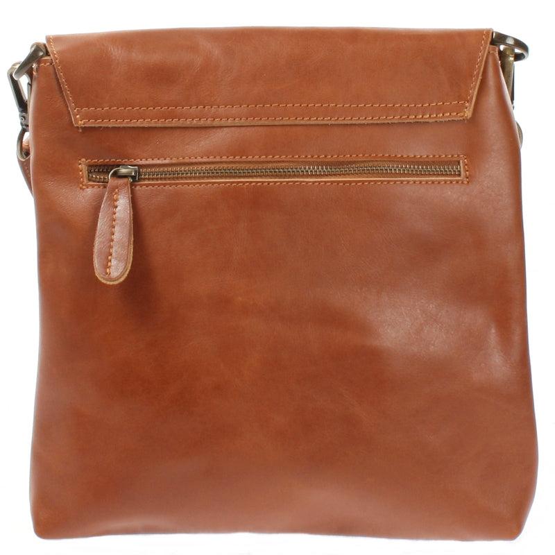 Leconi Umhängetasche Ledertasche Damen Schultertasche Leder Cognac LE3027