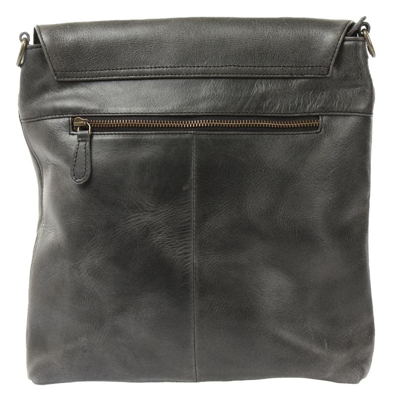 Leconi Umhängetasche Ledertasche Damen Schultertasche Leder Dunkelgrau LE3073