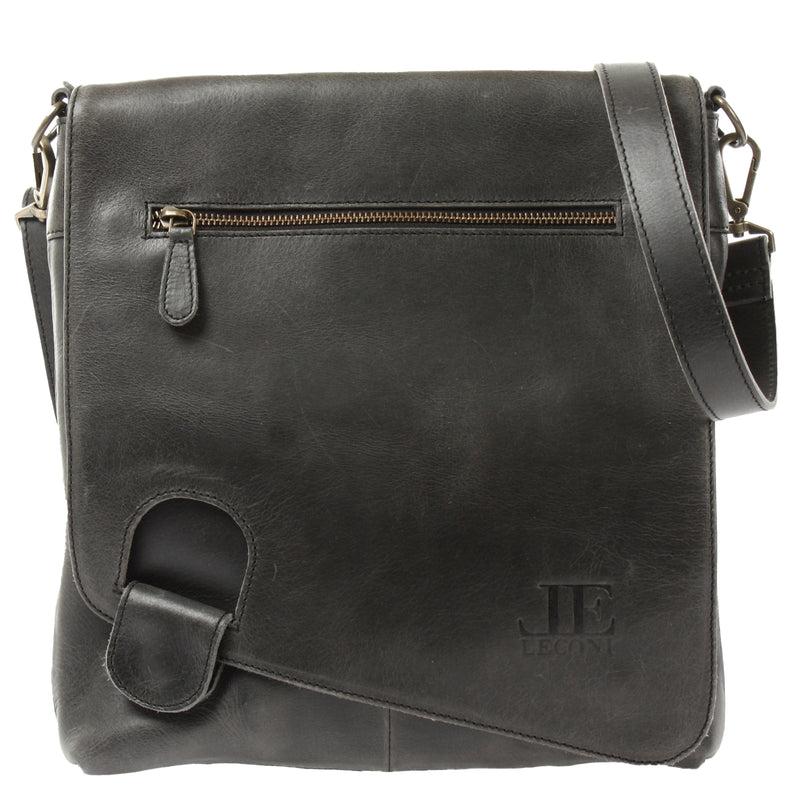 Leconi Umhängetasche Ledertasche Damen Schultertasche Leder dunkelgrau LE3073