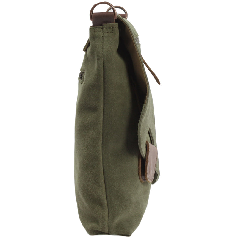 Leconi Umhängetasche Ledertasche Damen Schultertasche Wildleder Grün LE3027