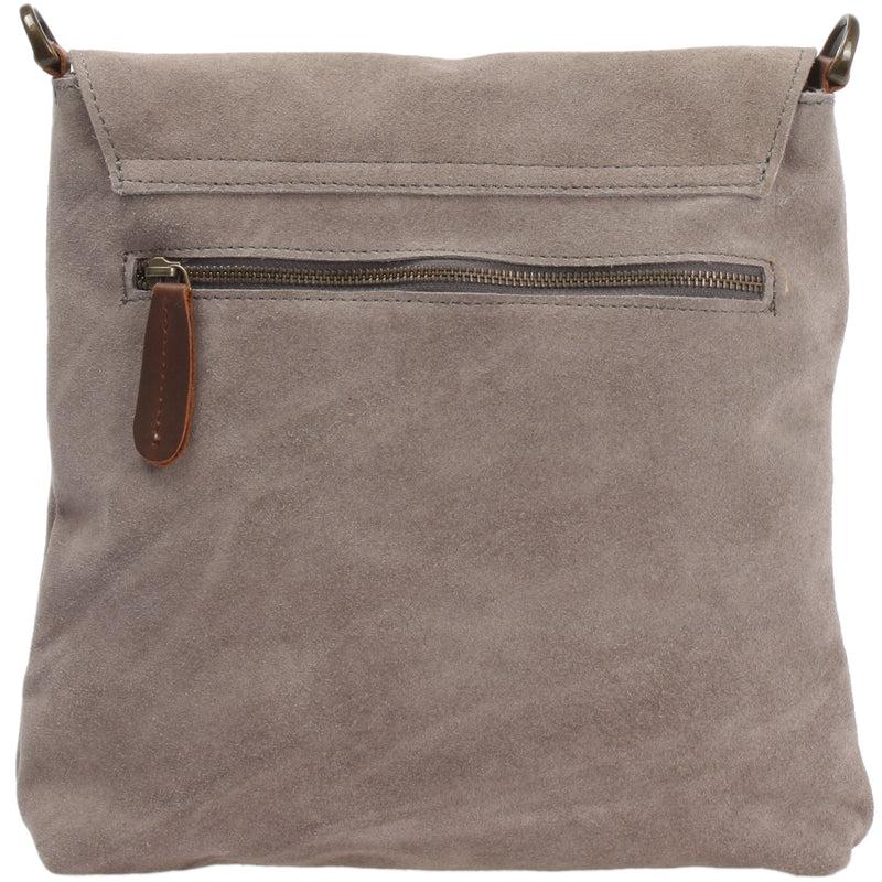 Leconi Umhängetasche Ledertasche Damen Schultertasche Wildleder Grau LE3027
