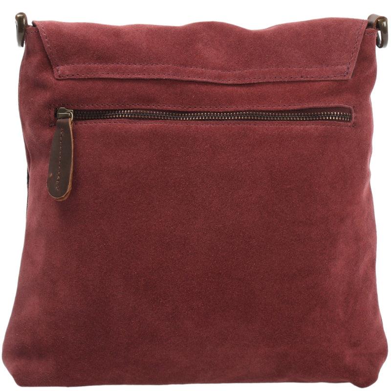 Leconi Umhängetasche Ledertasche Damen Schultertasche Wildleder Bordeaux LE3027