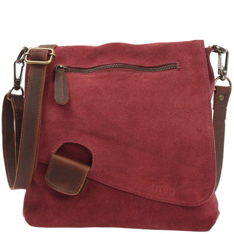 Leconi Umhängetasche Ledertasche Damen Schultertasche Wildleder bordeaux LE3027
