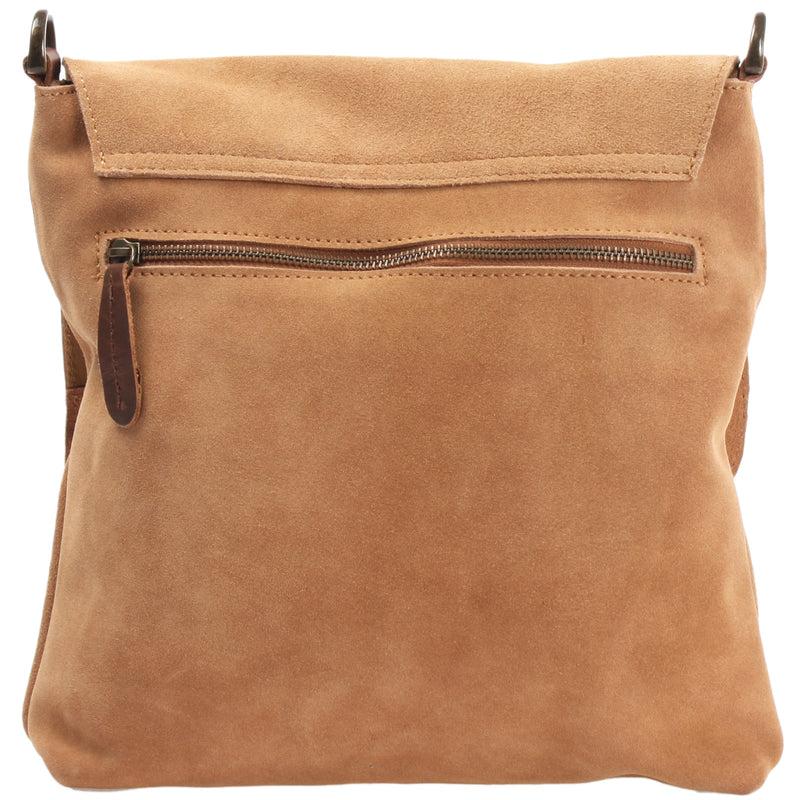 Leconi Umhängetasche Ledertasche Damen Schultertasche Wildleder Cognac LE3027