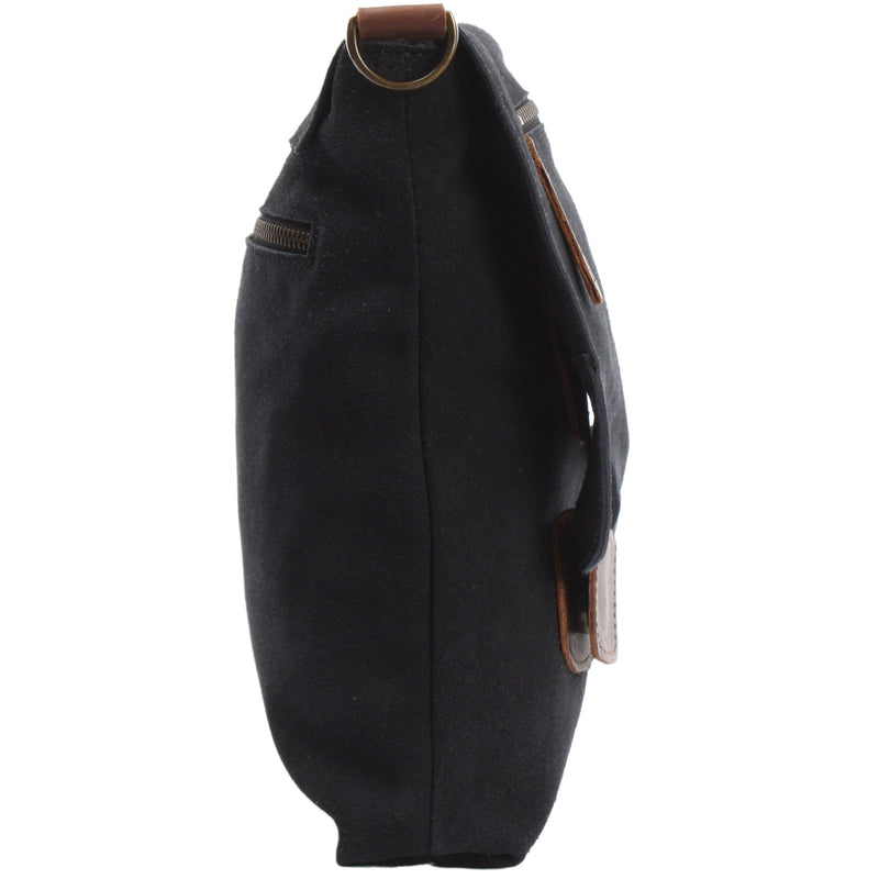 Leconi Umhängetasche Ledertasche Damen Schultertasche Wildleder Anthrazit LE3027