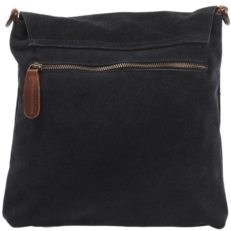 Leconi Umhängetasche Ledertasche Damen Schultertasche Wildleder Anthrazit LE3027