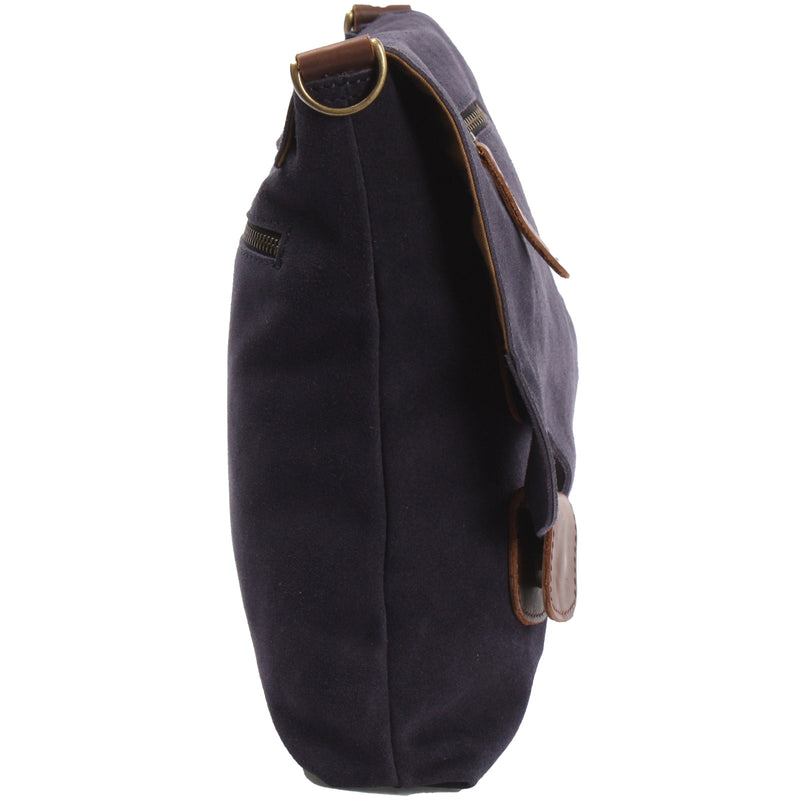 Leconi Umhängetasche Ledertasche Damen Schultertasche Wildleder Navy LE3027