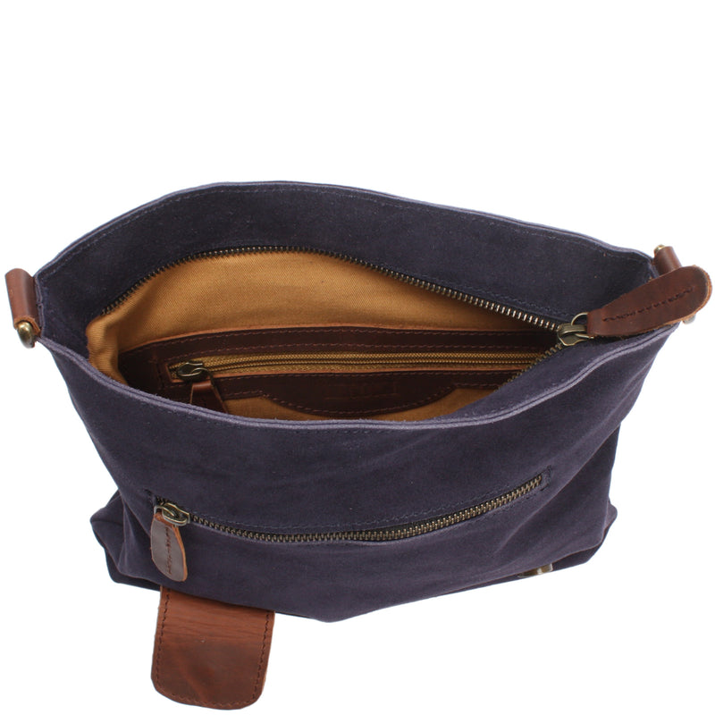 Leconi Umhängetasche Ledertasche Damen Schultertasche Wildleder Navy LE3027