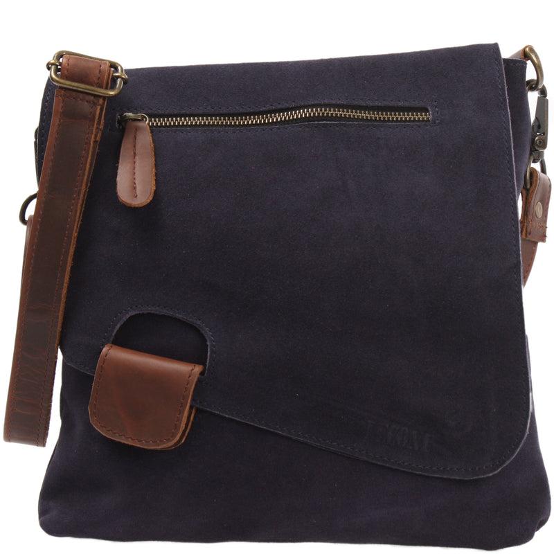 Leconi Umhängetasche Ledertasche Damen Schultertasche Wildleder navy LE3027