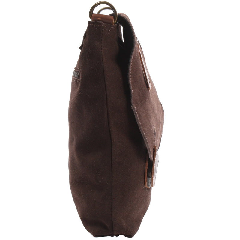 Leconi Umhängetasche Ledertasche Damen Schultertasche Wildleder Dunkelbraun LE3027