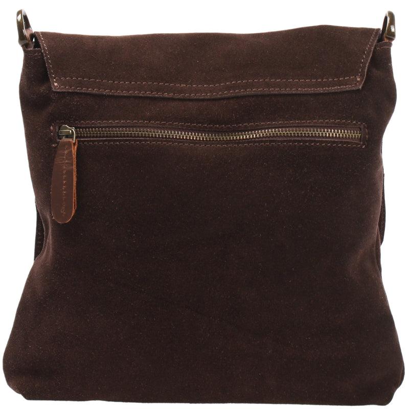 Leconi Umhängetasche Ledertasche Damen Schultertasche Wildleder Dunkelbraun LE3027