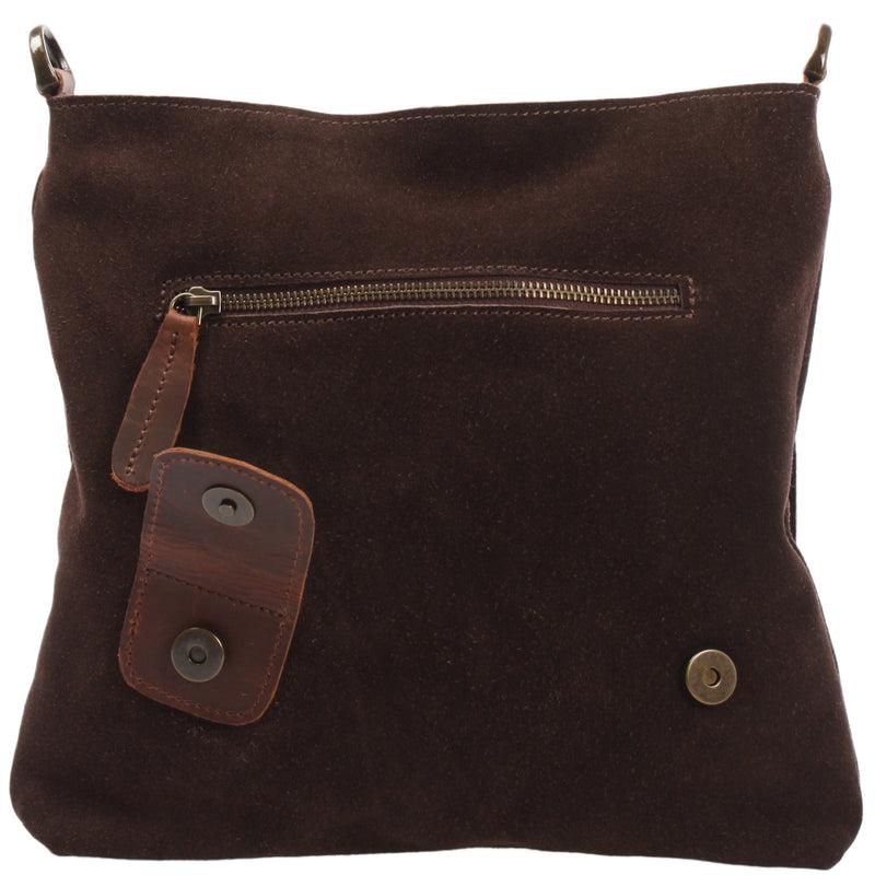 Leconi Umhängetasche Ledertasche Damen Schultertasche Wildleder Dunkelbraun LE3027