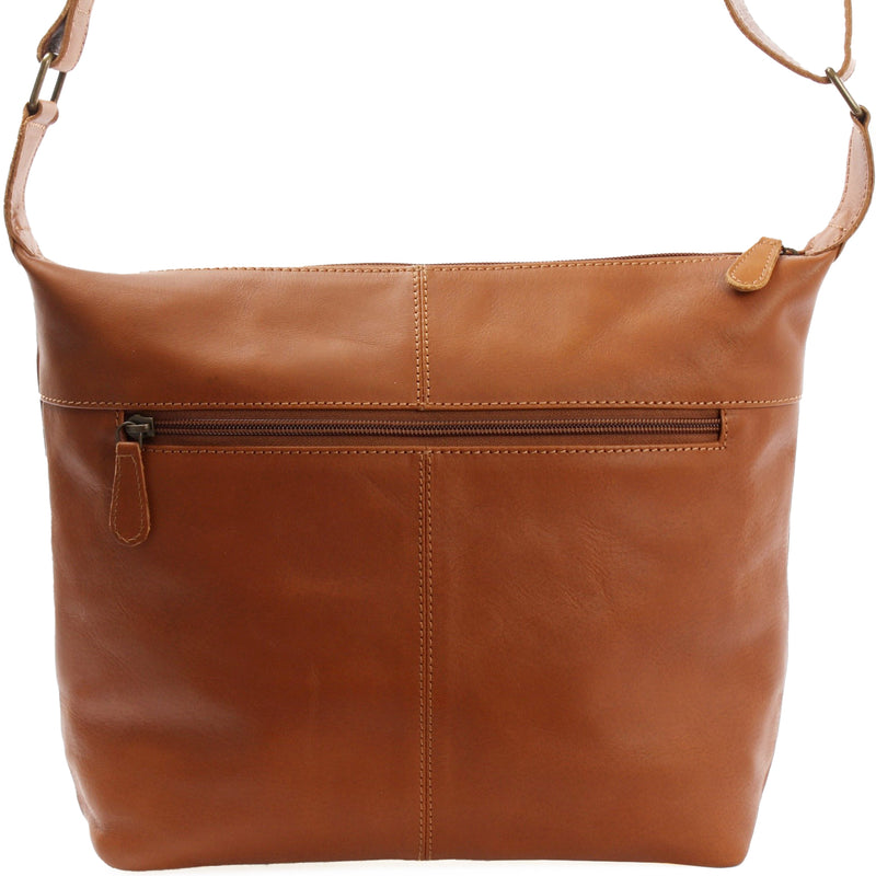 Leconi Umhängetasche Ledertasche Damentasche Leder Cognac LE0064