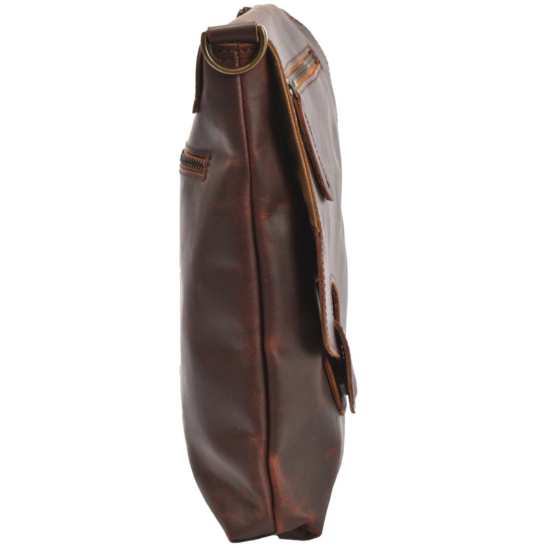 Leconi Umhängetasche Ledertasche Schultertasche Leder Braun LE3027