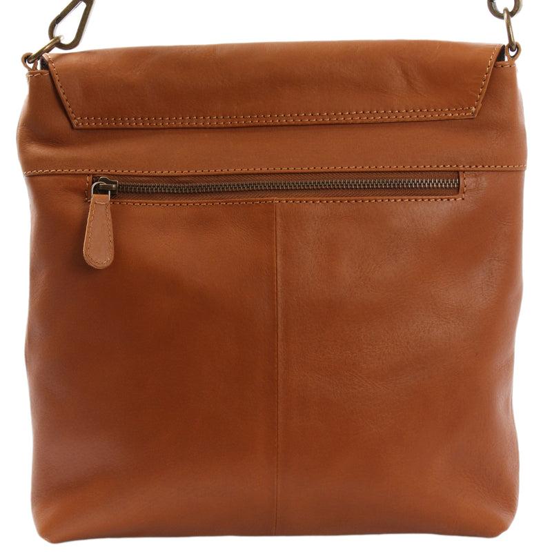 Leconi Umhängetasche Ledertasche Schultertasche Leder Cognac LE3073