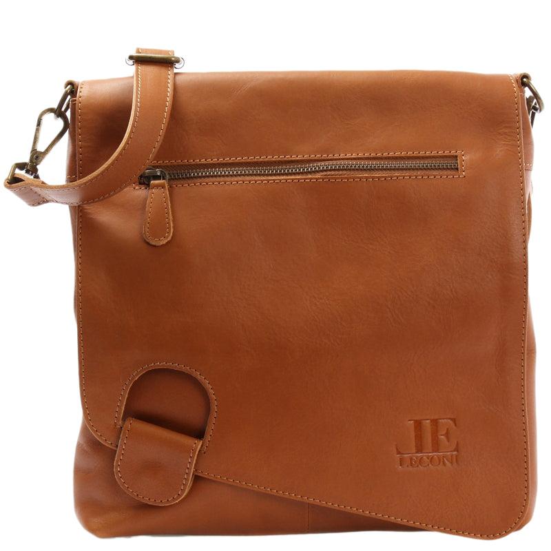 Leconi Umhängetasche Ledertasche Schultertasche Leder cognac LE3073