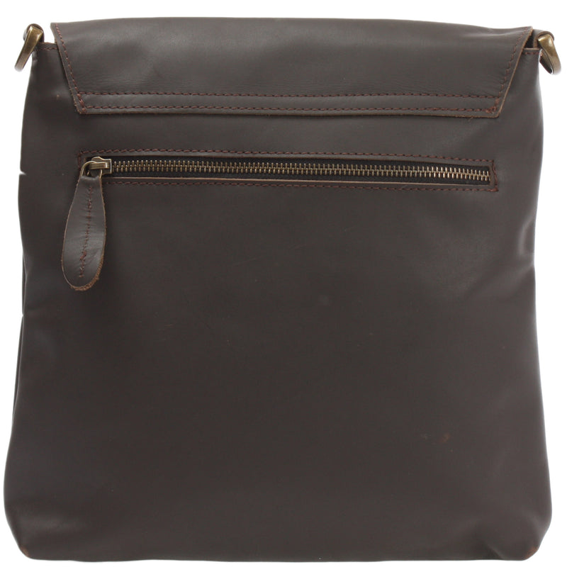 Leconi Umhängetasche Ledertasche Schultertasche Leder Dunkelbraun LE3027