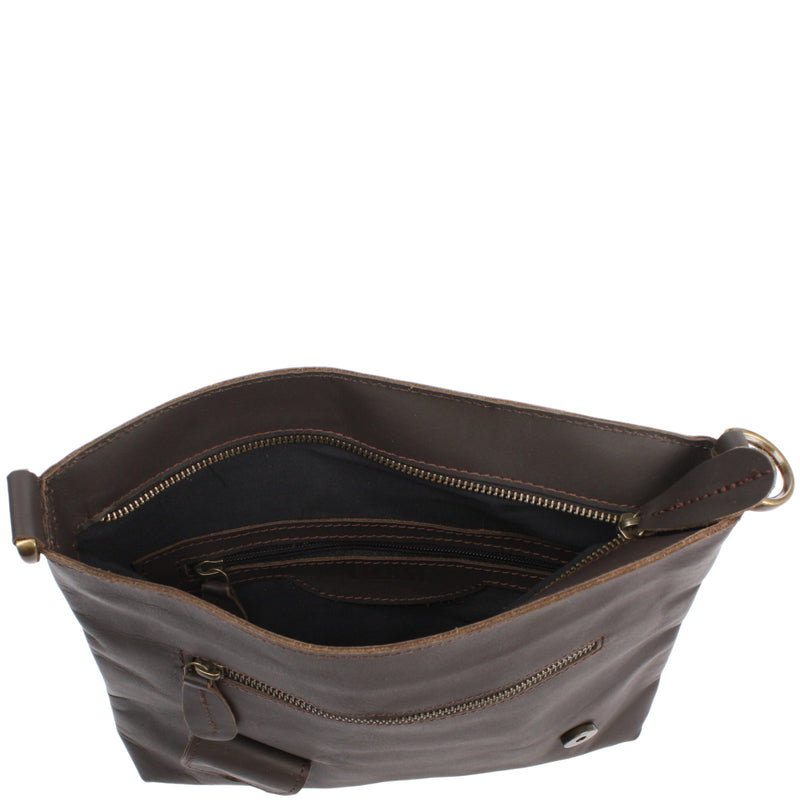 Leconi Umhängetasche Ledertasche Schultertasche Leder Dunkelbraun LE3027