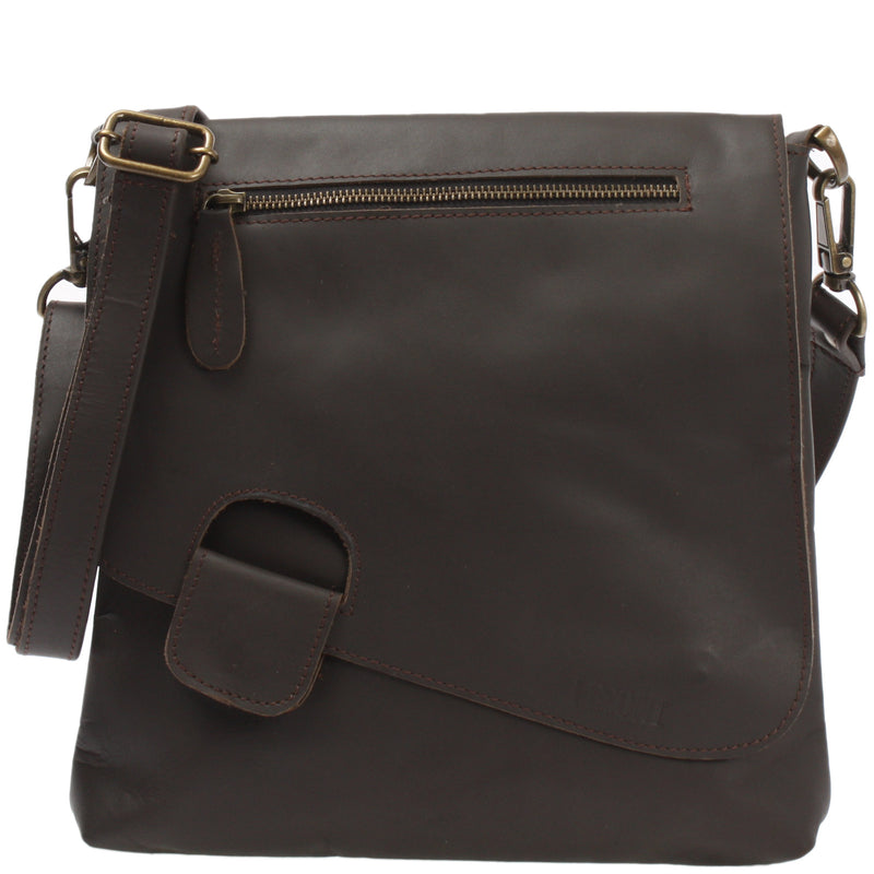 Leconi Umhängetasche Ledertasche Schultertasche Leder dunkelbraun LE3027