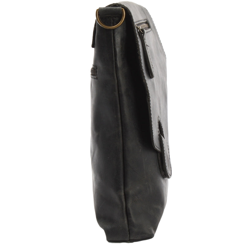 Leconi Umhängetasche Ledertasche Schultertasche Leder Grau LE3027