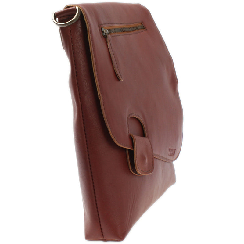 Leconi Umhängetasche Ledertasche Schultertasche Leder Rotbraun LE3027