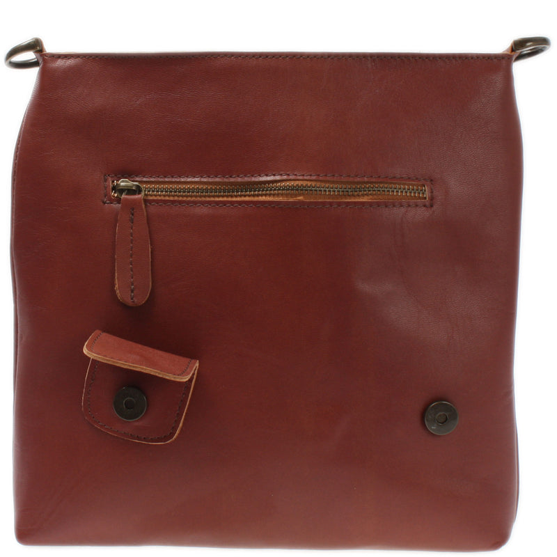 Leconi Umhängetasche Ledertasche Schultertasche Leder Rotbraun LE3027