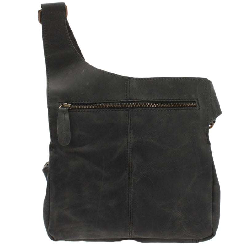 Leconi Umhängetasche Schultertasche Crossbag Damen Herren Leder Grau LE3015